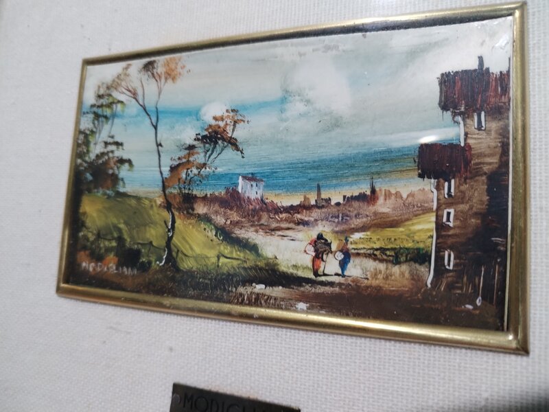 Tablou, miniatura rara pictata manual, semnata  MC Dagliani