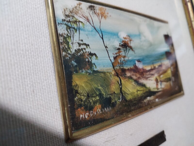 Tablou, miniatura rara pictata manual, semnata  MC Dagliani