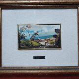 Tablou, miniatura rara pictata manual, semnata  MC Dagliani